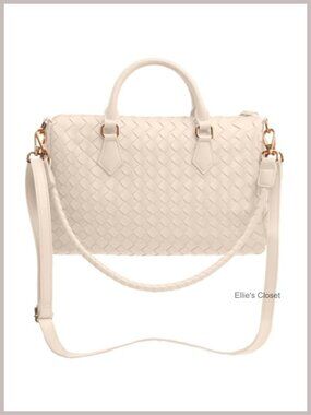 Woven Vegan Leather Tote Handbag Convertible Crossbody Hobo Shoulder Bag